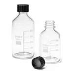 Merck Pyrex Reagent bottles, round bottom with reusable screw caps