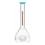 Merck Pyrex Lifetime-Red volumetric flask with snap cap