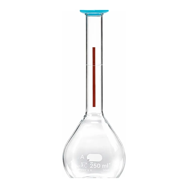 Merck Pyrex Lifetime-Red volumetric flask with snap cap
