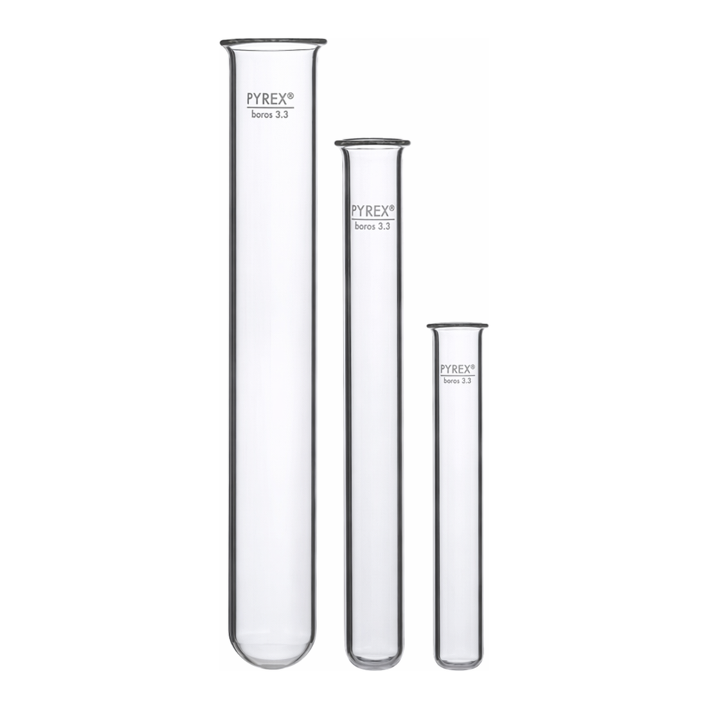 Merck Pyrex Test tubes, with rim, heavy wall