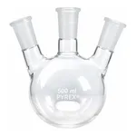 Merck Pyrex round-bottom three neck angle type distilling flask