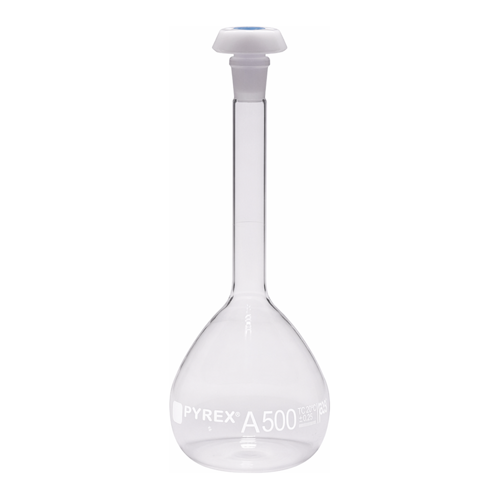 Merck Pyrex Volumetric flask, heavy duty, class A, works certified, USP/ISO/DIN tolerances