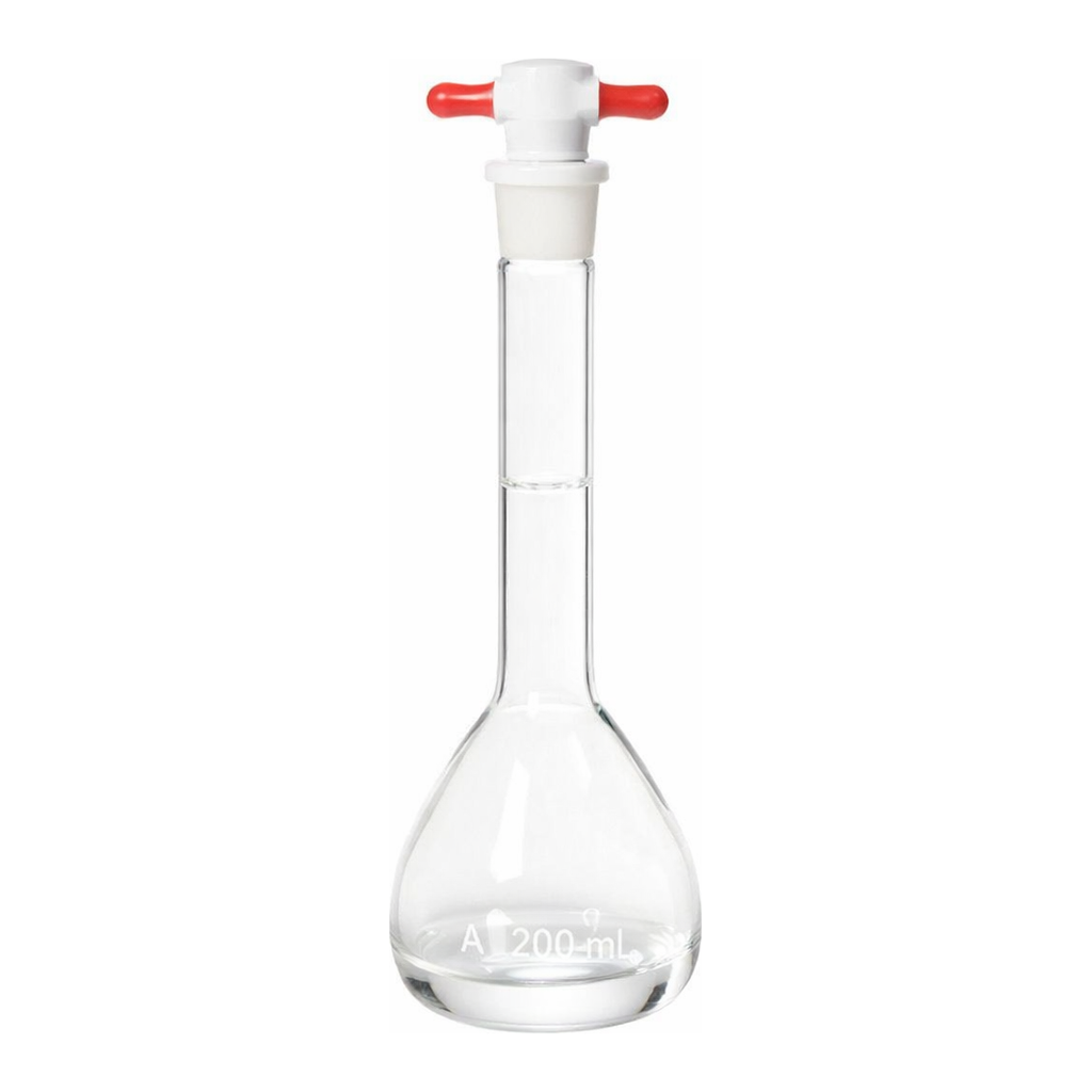 Merck Pyrex volumetric flask with PTFE stopper