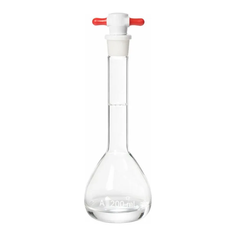 Merck Pyrex volumetric flask with PTFE stopper