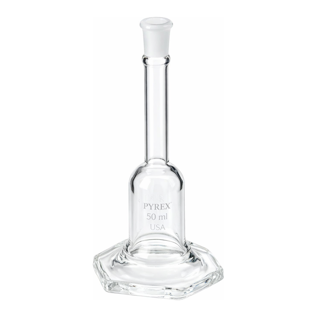Merck Pyrex volumetric micro flask, Pyrex ST stopper