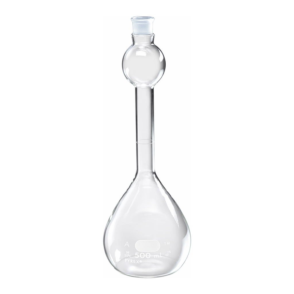 Merck Pyrex volumetric mixing flask, with ST stopper