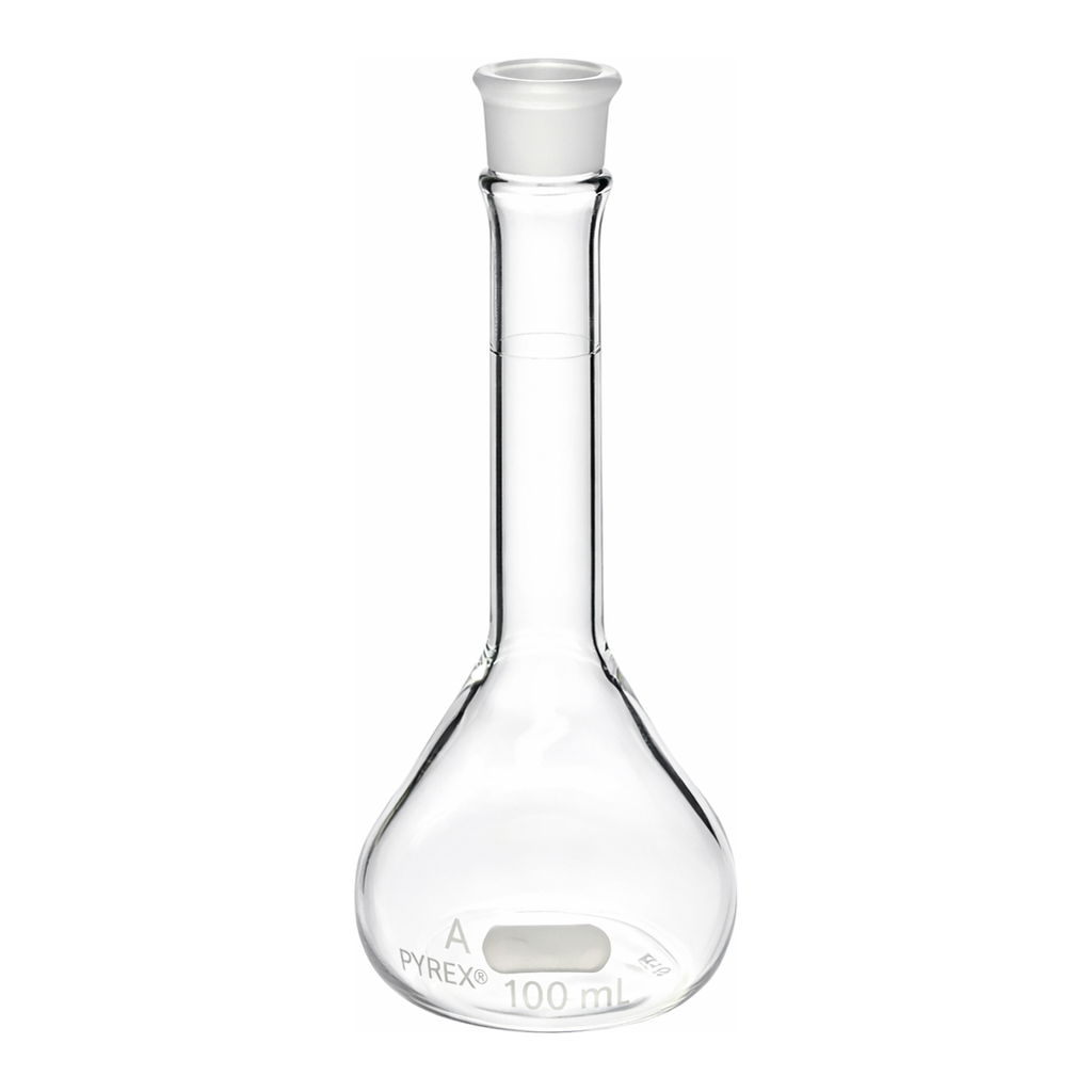 Merck Pyrex wide mouth micro volumetric flask with Pyrex ST stopper