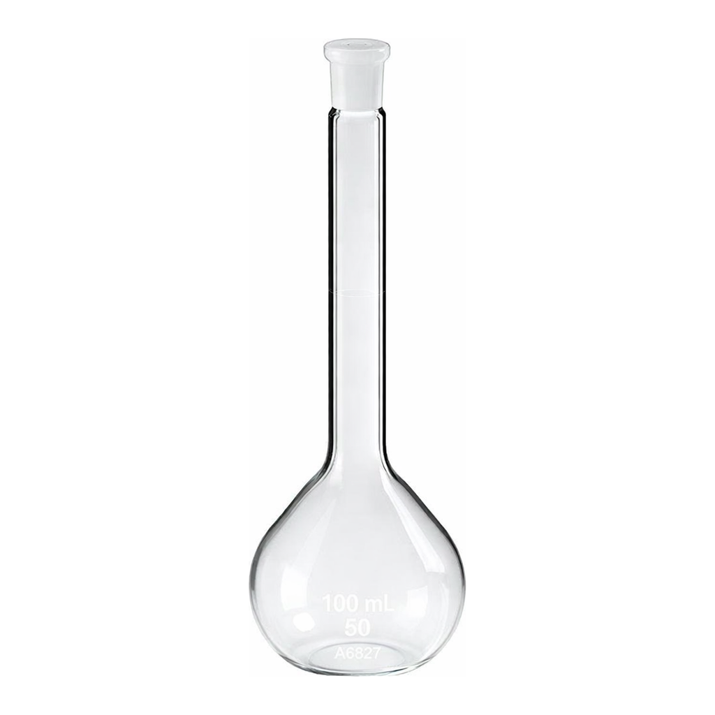 Merck Pyrex volumetric flasks with PE stopper