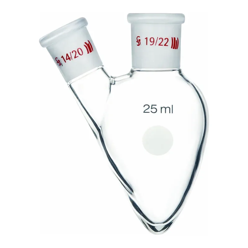 Merck Synthware two neck pear shaped flask
