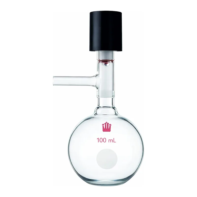 Merck Synthware storage flask with high vacuum valve and side arm