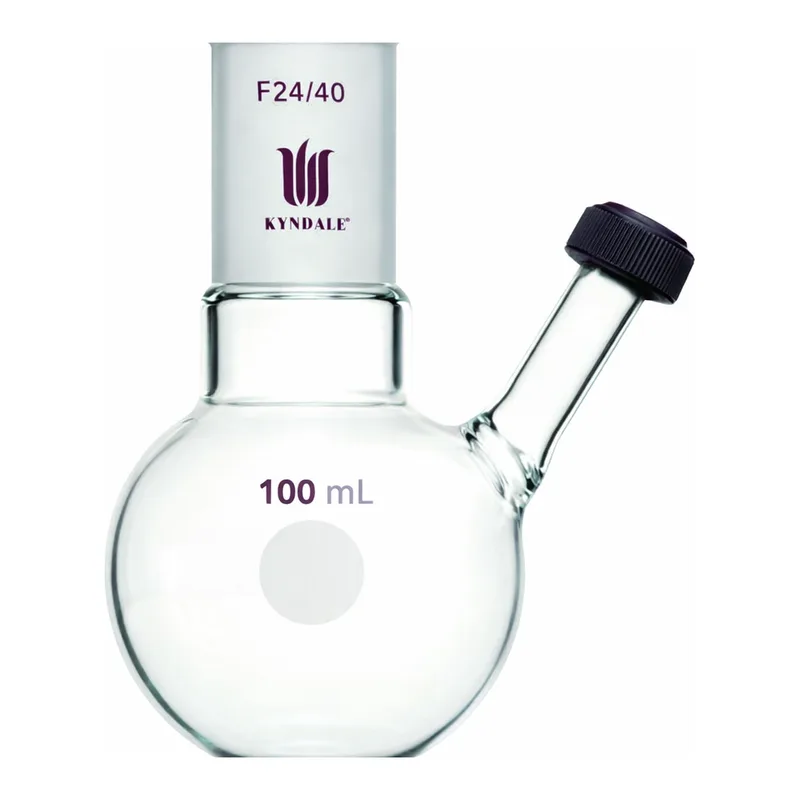 Merck Synthware round bottom flask with threaded side inlet