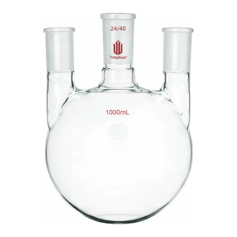 Merck Synthware three neck round bottom flask with vertical side necks