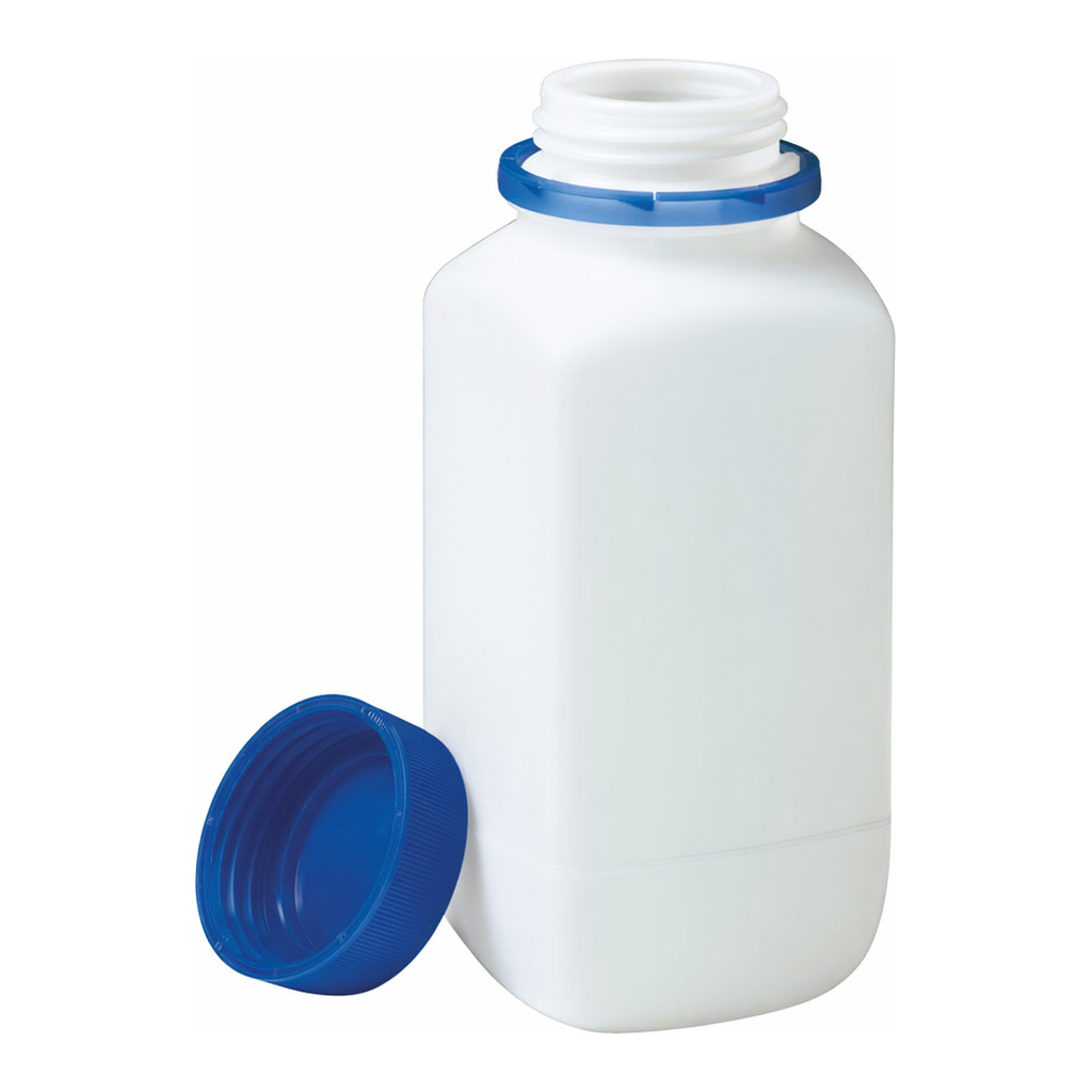 Merck BRAND square bottle with tamper-proof screw cap, PE-HD
