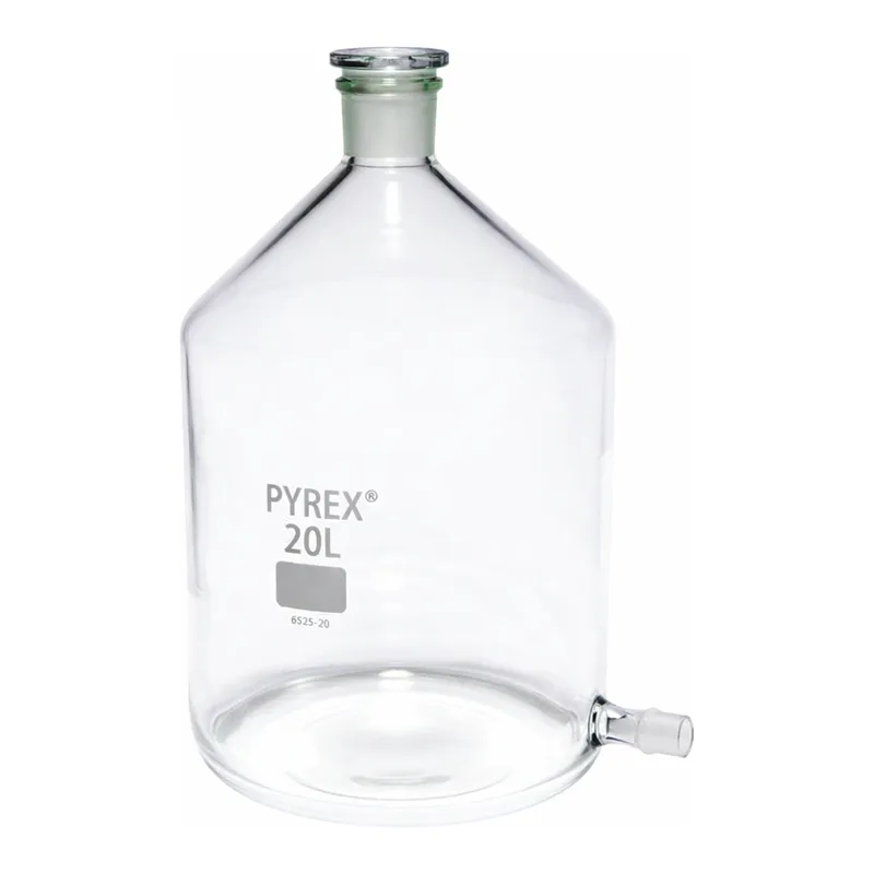 Merck Pyrex Aspirator bottles with ground glass side-socket and neck