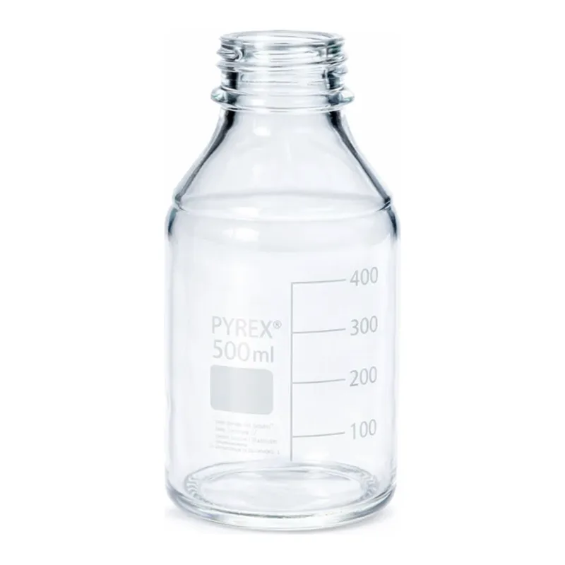 Merck Pyrex Media-Lab Bottles, with-out cap and pouring ring, with printed trace code
