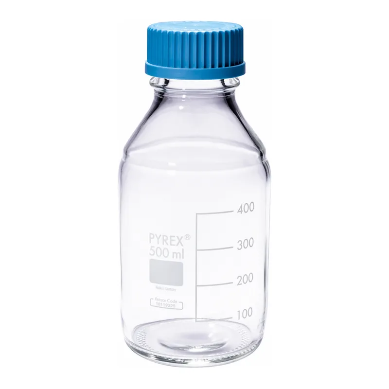 Merck Pyrex Media-Lab Bottles, with cap and pouring ring, with printed trace code