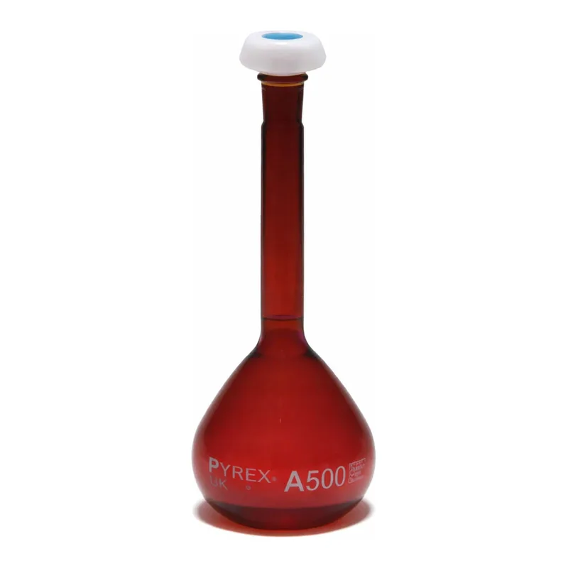 Merck Pyrex Volumetric flask, heavy duty, class A, amber, USP/ISO/DIN tolerances,