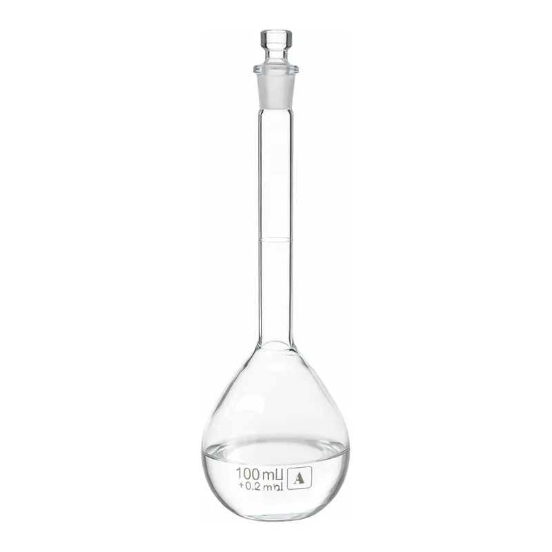 Merck Pyrex volumetric flask, certified and serialized, with Pyrex ST stopper
