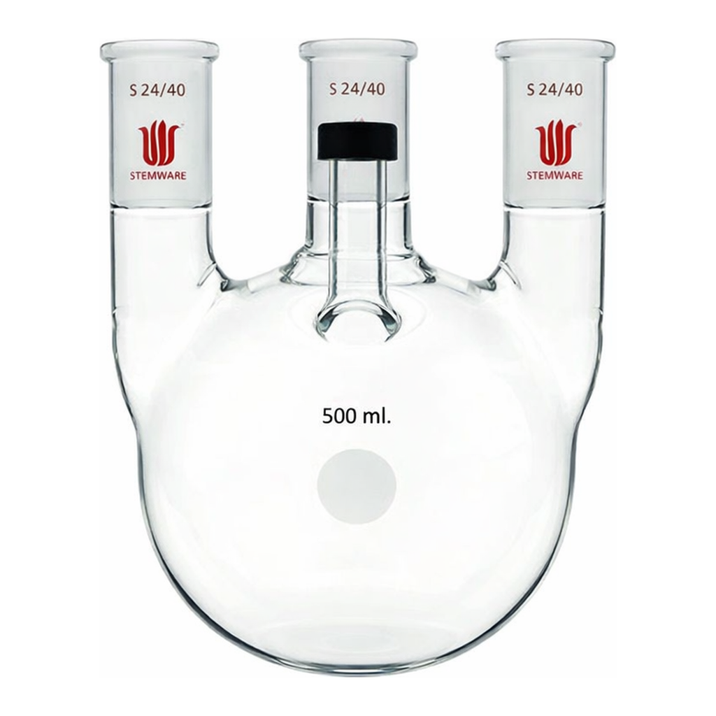 Merck Synthware four-neck round bottom flask with threaded side arm