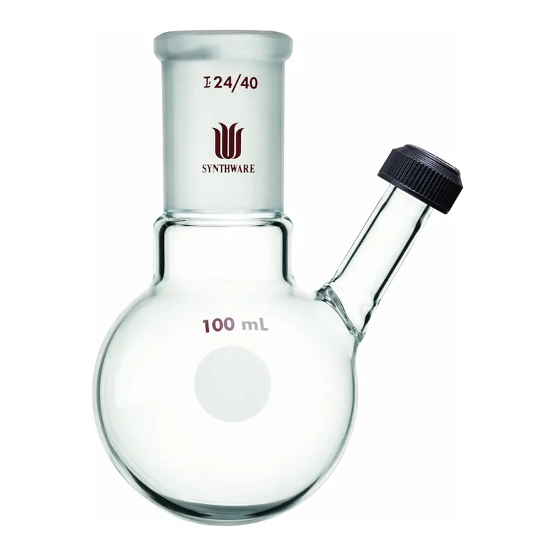 Merck Synthware round bottom flask with threaded side inlet