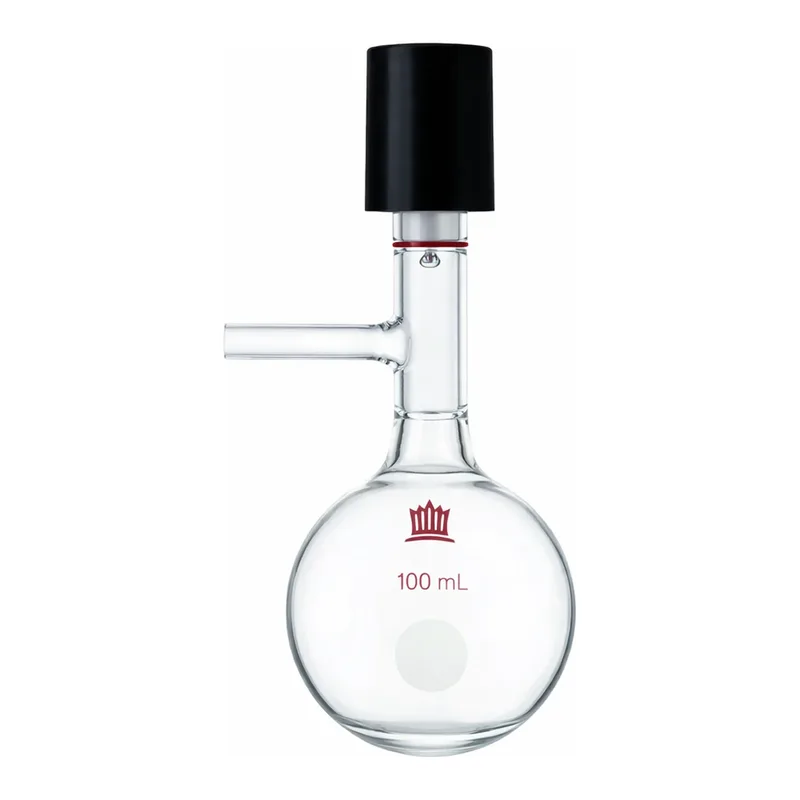 Merck Synthware storage flask with high vacuum valve and side arm