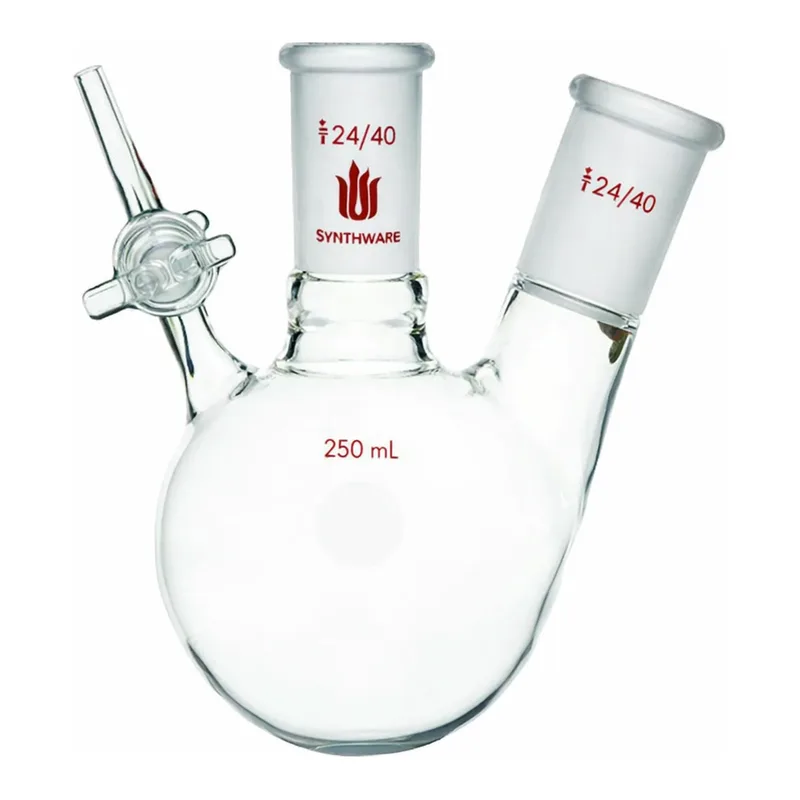 Merck Synthware two neck reaction flask with glass stopcock