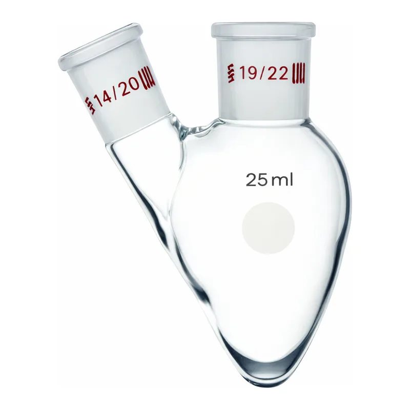 Merck Synthware two neck pear shaped flask