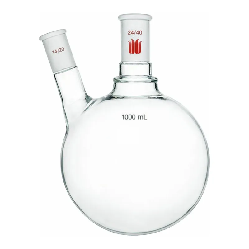 Merck Synthware two neck round bottom flask with angled side neck