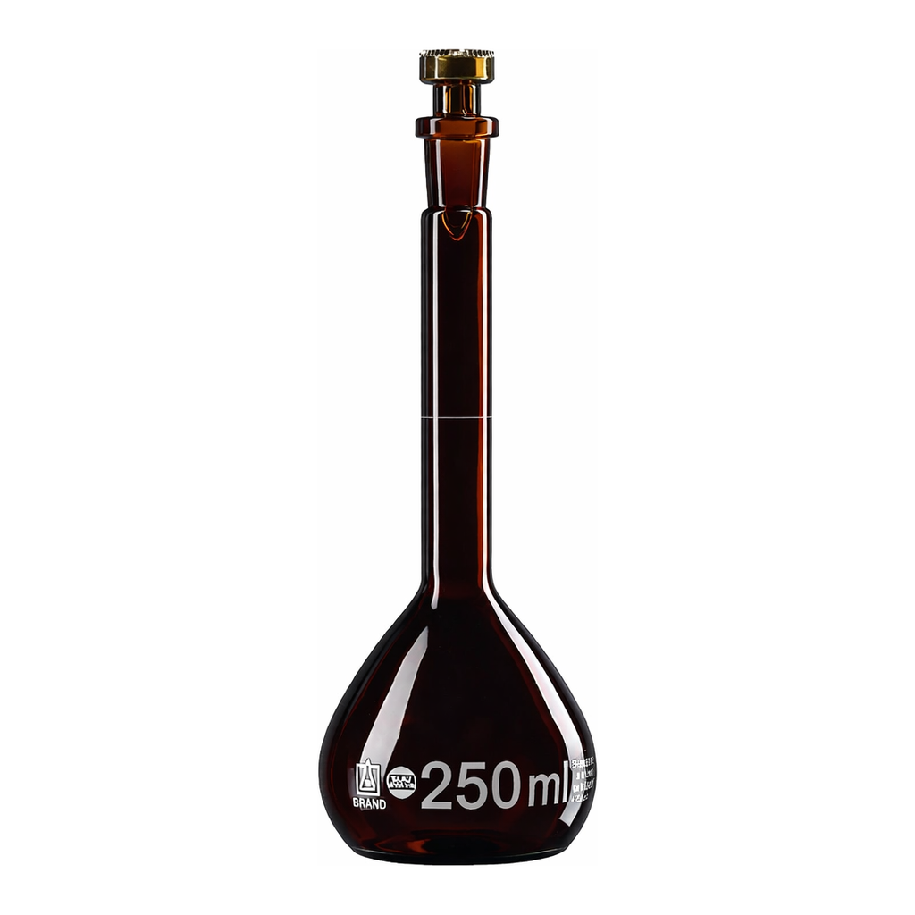 Merck BRAND BLAUBRAND volumetric flask, glass stopper, amber glass
