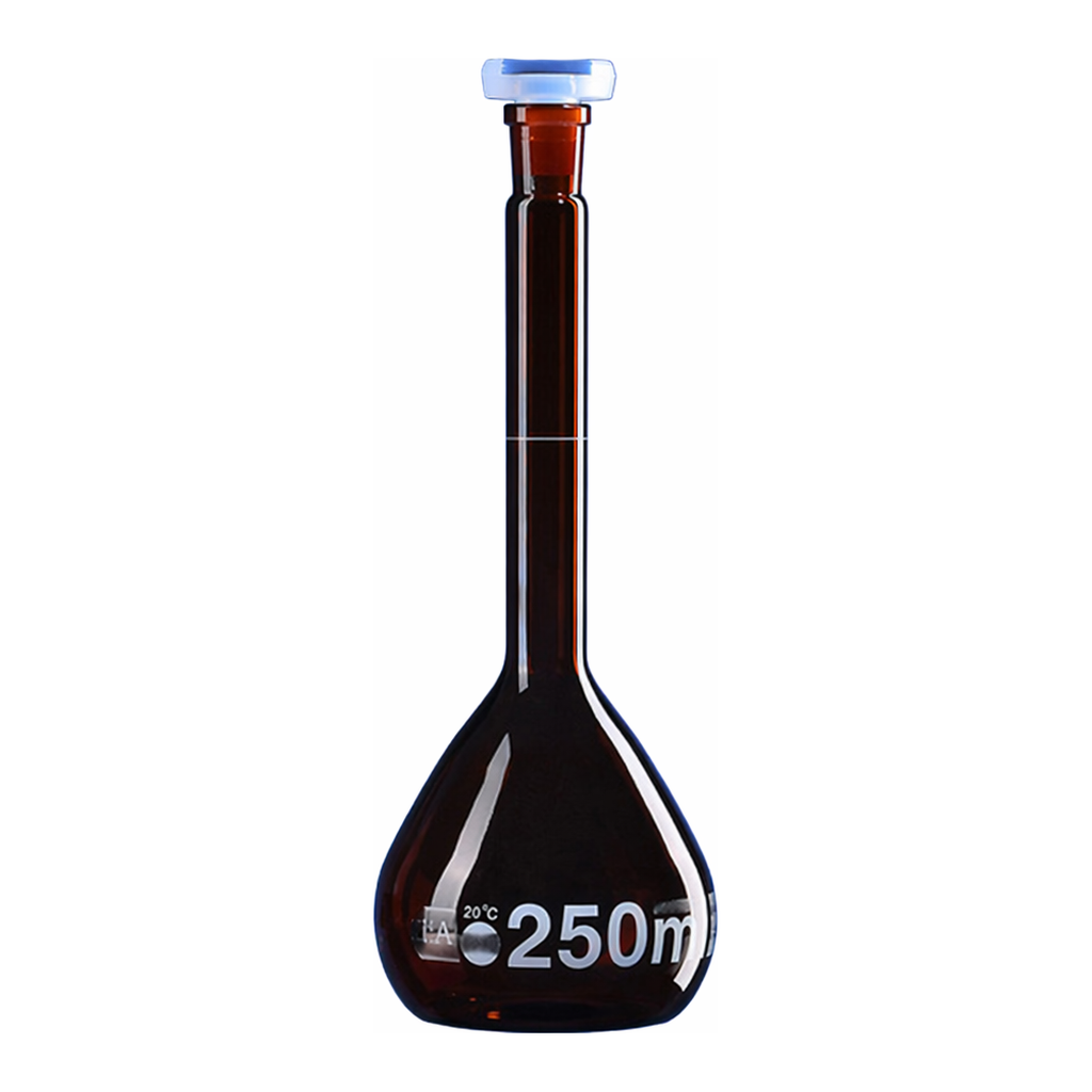 Merck BRAND BLAUBRAND volumetric flask, PP stopper, amber glass
