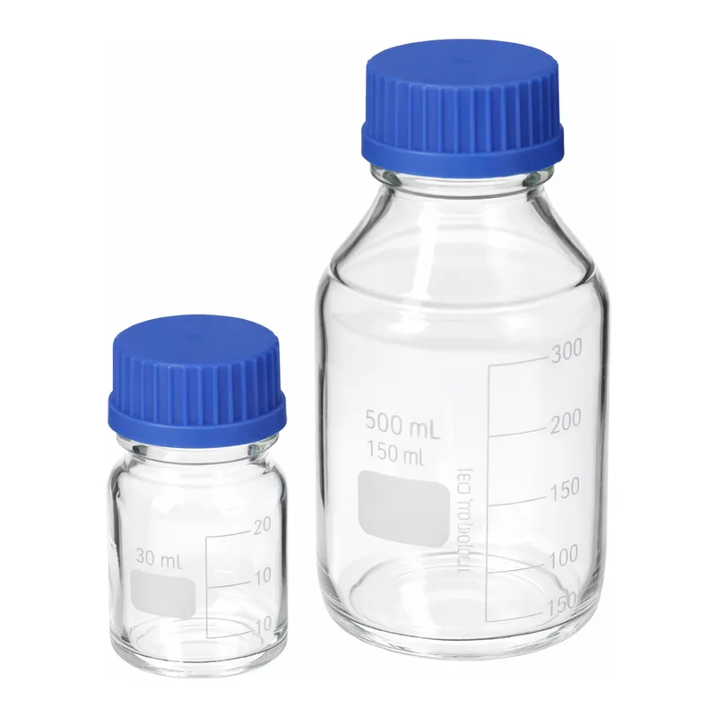 Merck Duran laboratory bottles, with caps