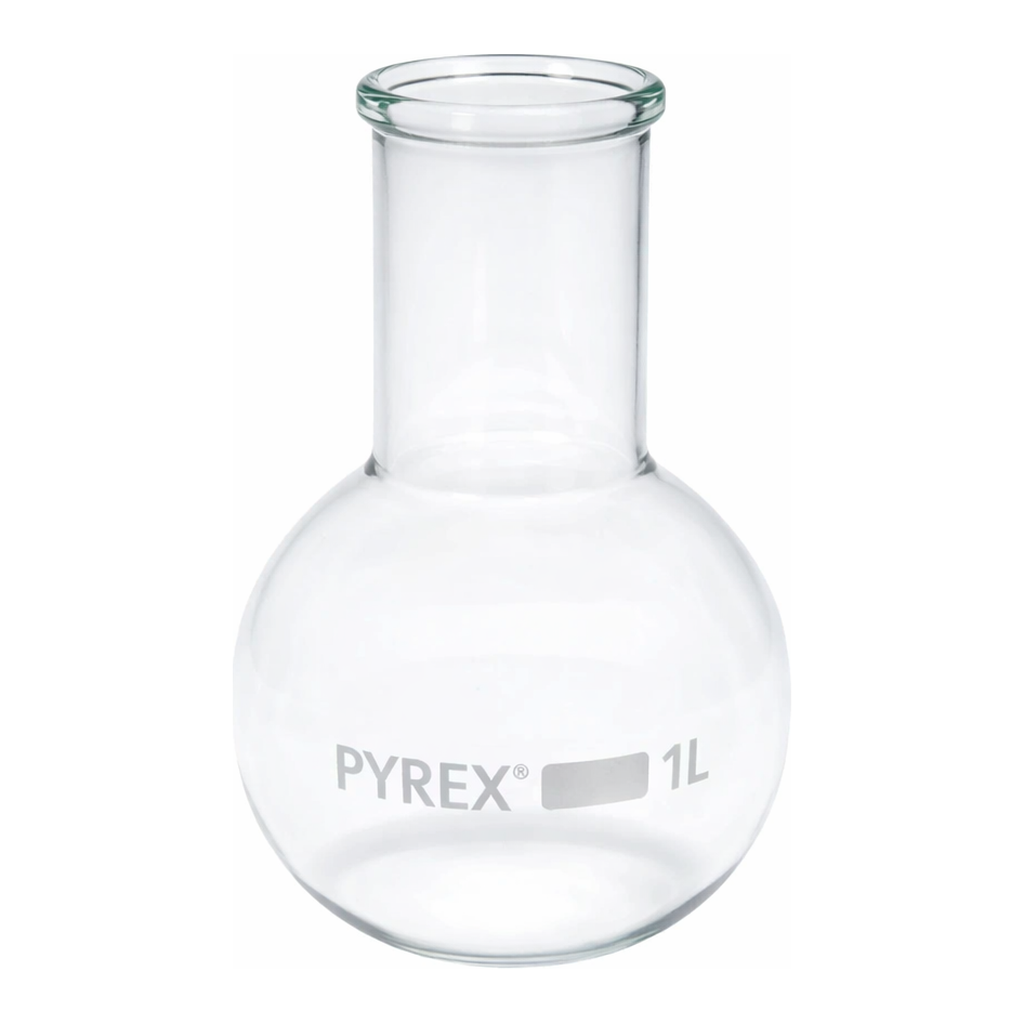 Merck Pyrex Boiling flask, round bottom, wide neck