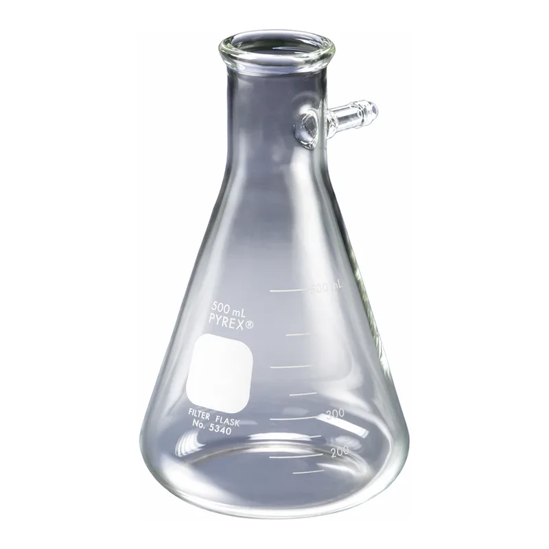 Merck Pyrex heavy wall graduated filtering flask, with tubulation