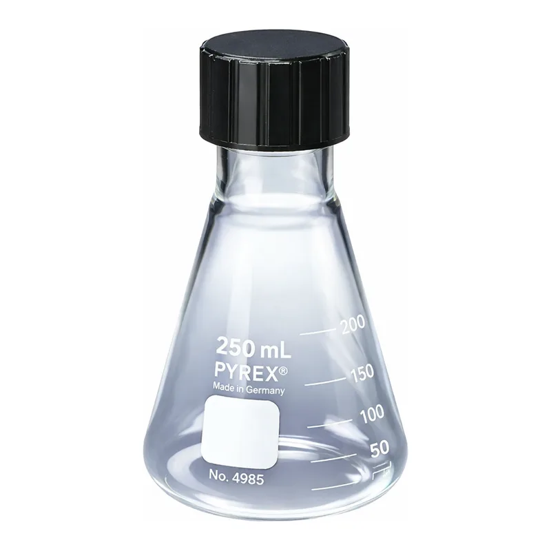 Merck Pyrex narrow-mouth Erlenmeyer flask with screw-cap