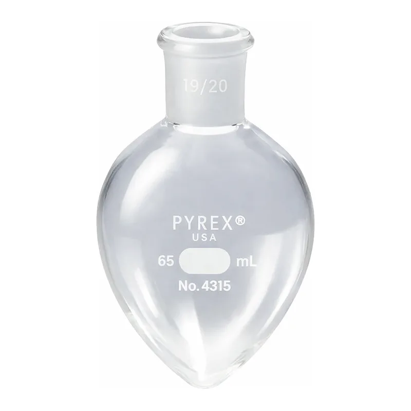 Merck Pyrex pear-shaped flask, with ST 14/20 outer joint