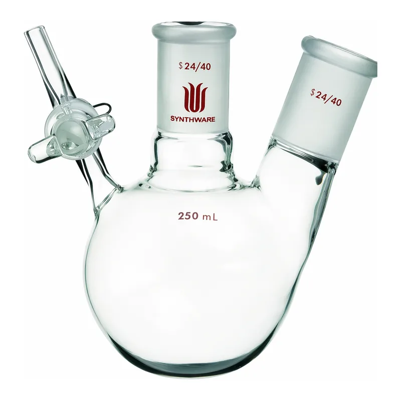 Merck Synthware two neck reaction flask with glass stopcock