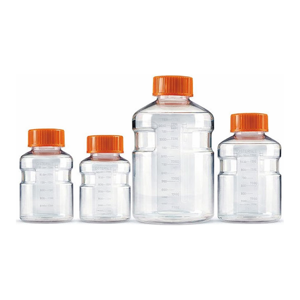 Merck Corning Easy-Grip round, plastic, storage bottles
