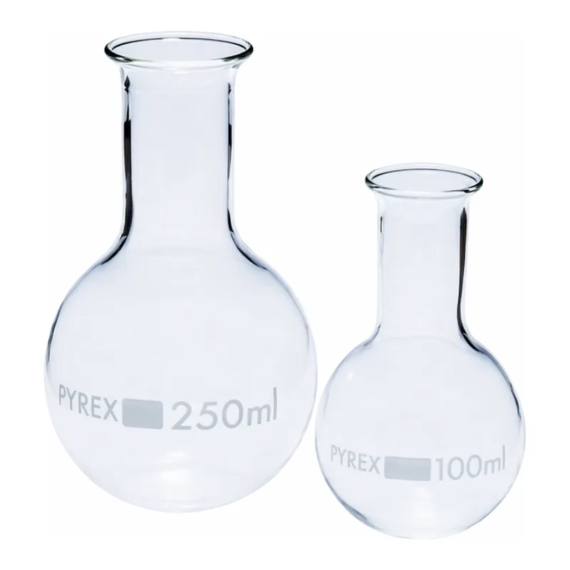 Merck Pyrex Boiling flask, flat bottom, narrow neck