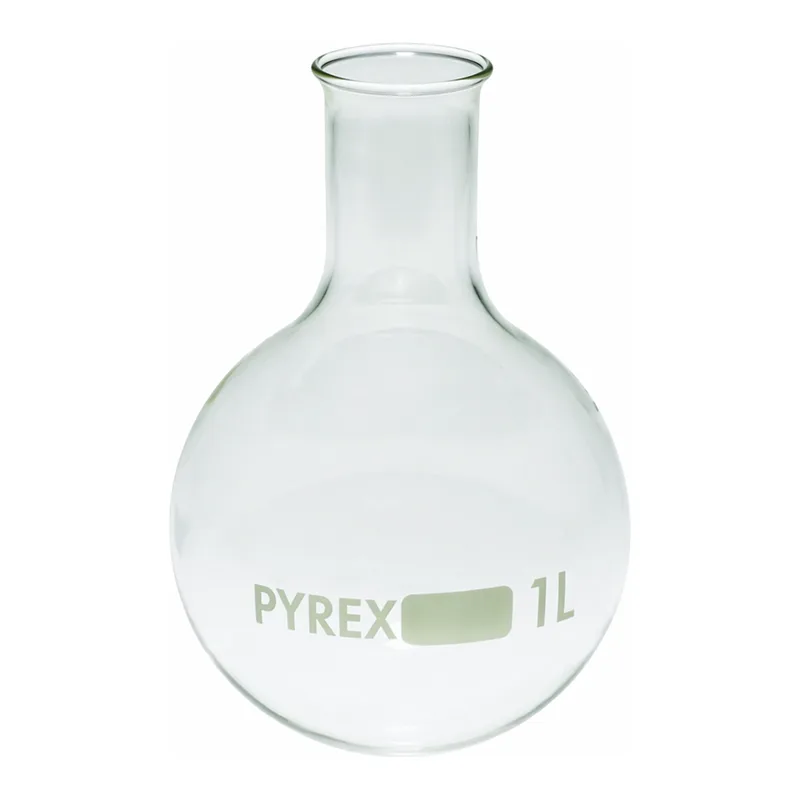 Merck Pyrex Boiling flask, round bottom, narrow neck