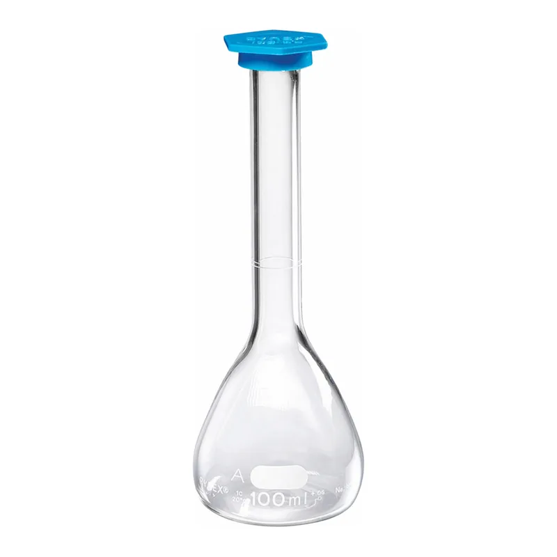Merck Pyrex class A volumetric flask with snap cap