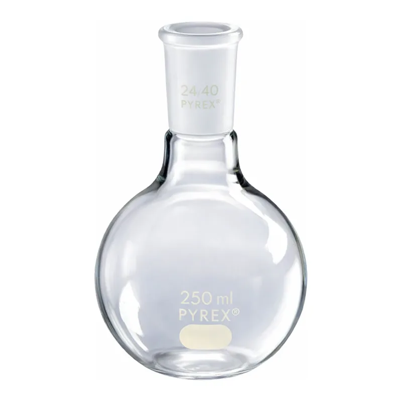 Merck Pyrex flat-bottom boiling flask, short neck with 24/40 joint
