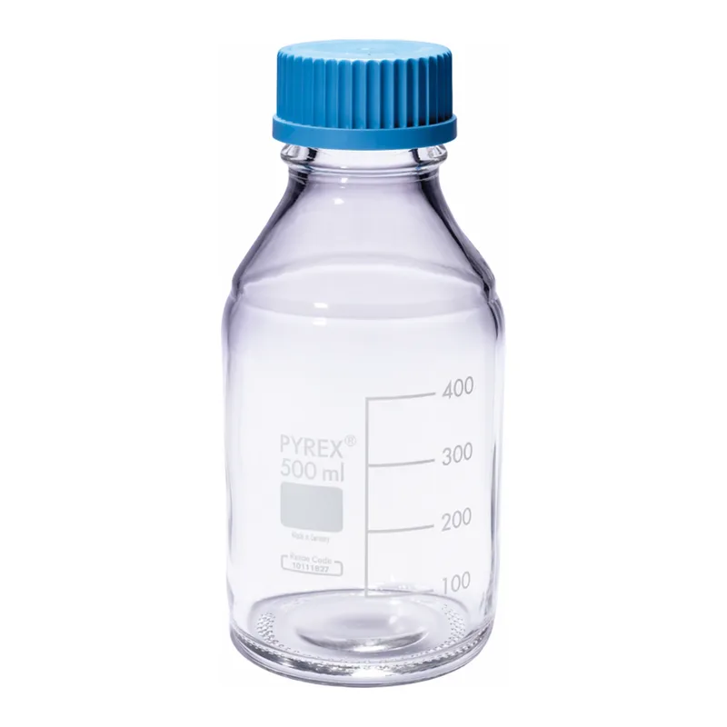 Merck Pyrex Media-Lab Bottles, with cap and pouring ring, with printed trace code