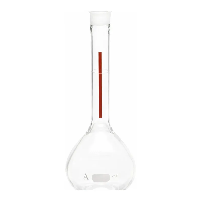 Merck Pyrex Lifetime-Red volumetric flask with Pyrex stopper
