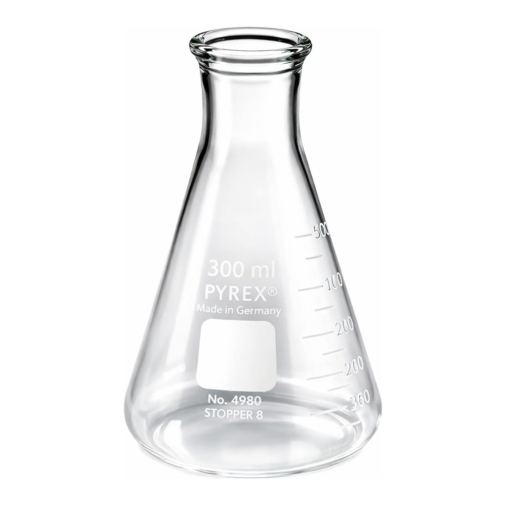 Merck Pyrex narrow-mouth graduated Erlenmeyer flask