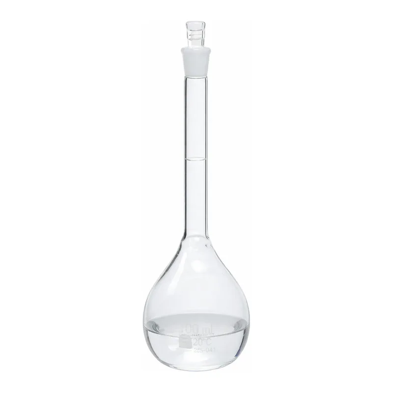 Merck Pyrex volumetric flask, certified and serialized, with Pyrex ST stopper