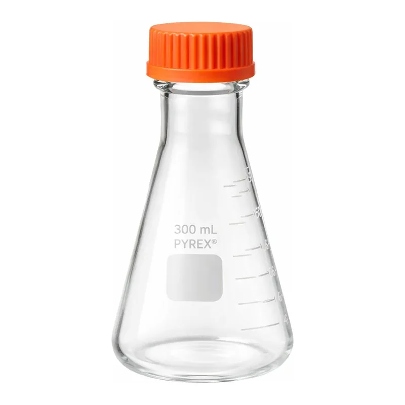 Merck Pyrex wide-mouth graduated Erlenmeyer flask with screw-cap
