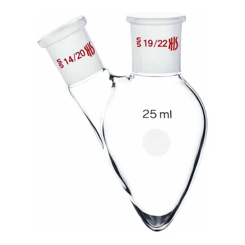 Merck Synthware two neck pear shaped flask