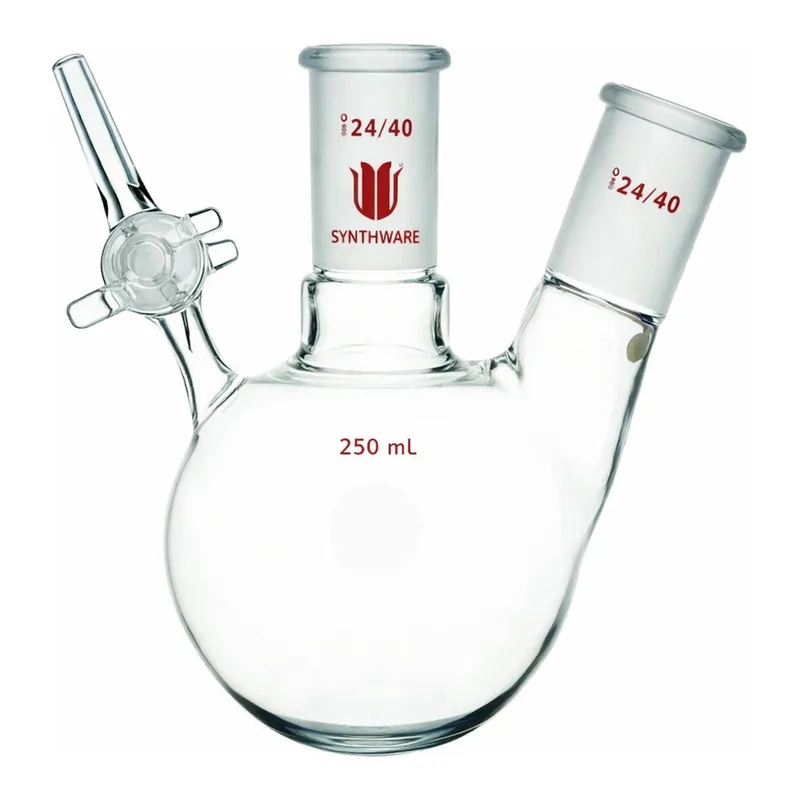 Merck Synthware two neck reaction flask with glass stopcock