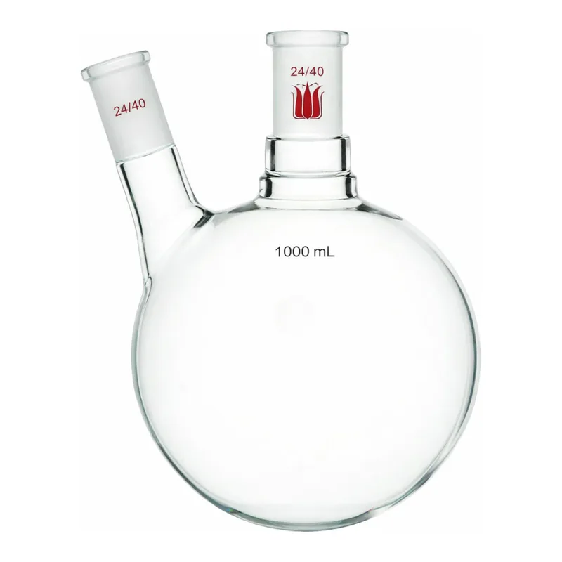 Merck Synthware two neck round bottom flask with angled side neck