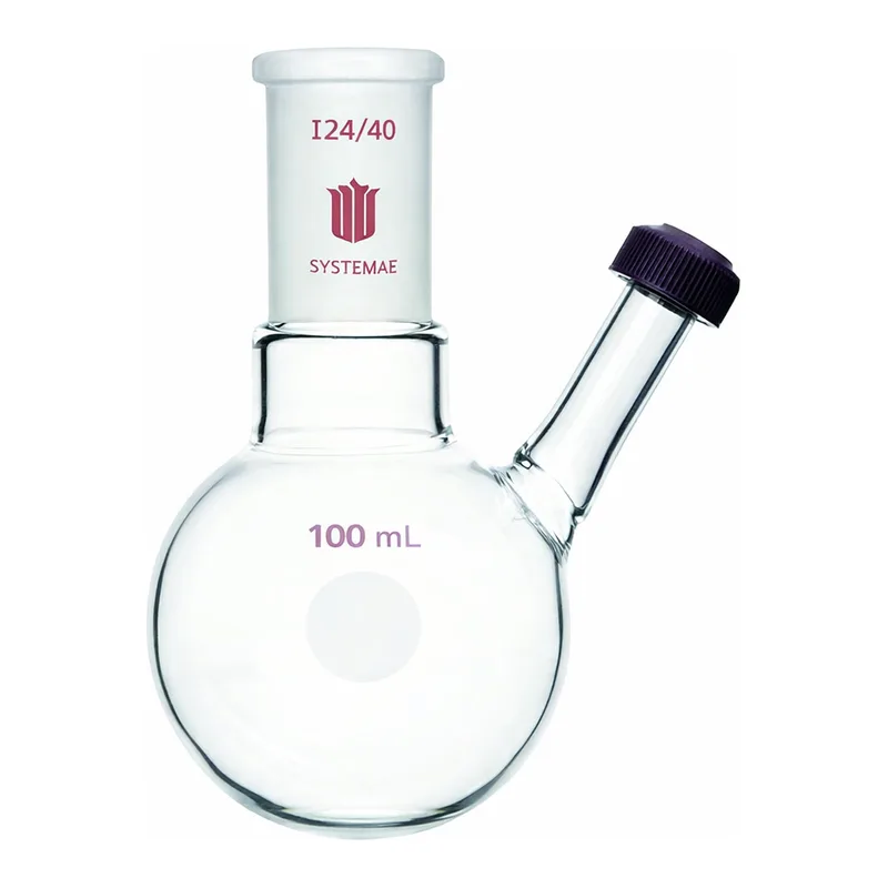 Merck Synthware round bottom flask with threaded side inlet